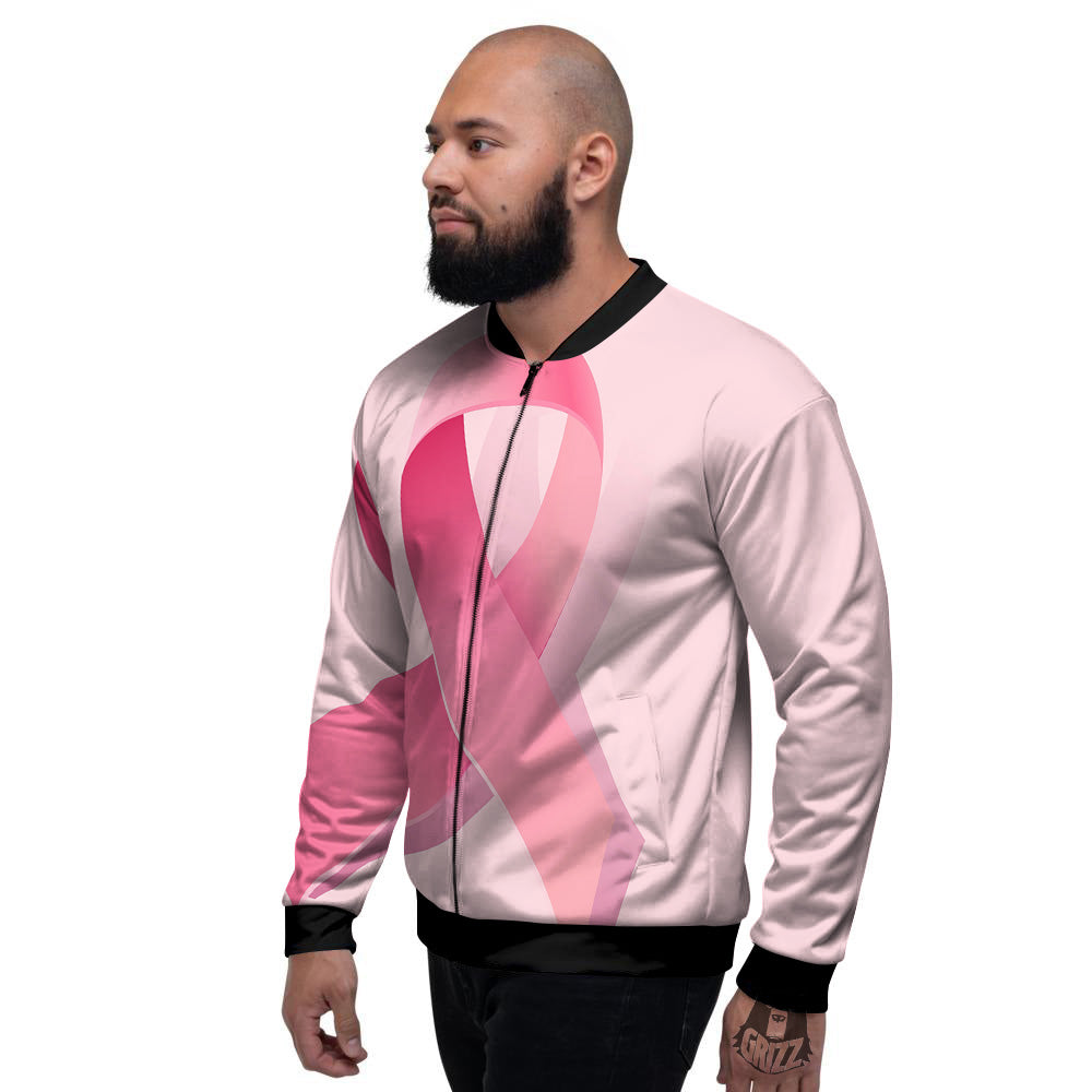 Breast Cancer Awareness Ribbon Print Men's Bomber Jacket-grizzshop