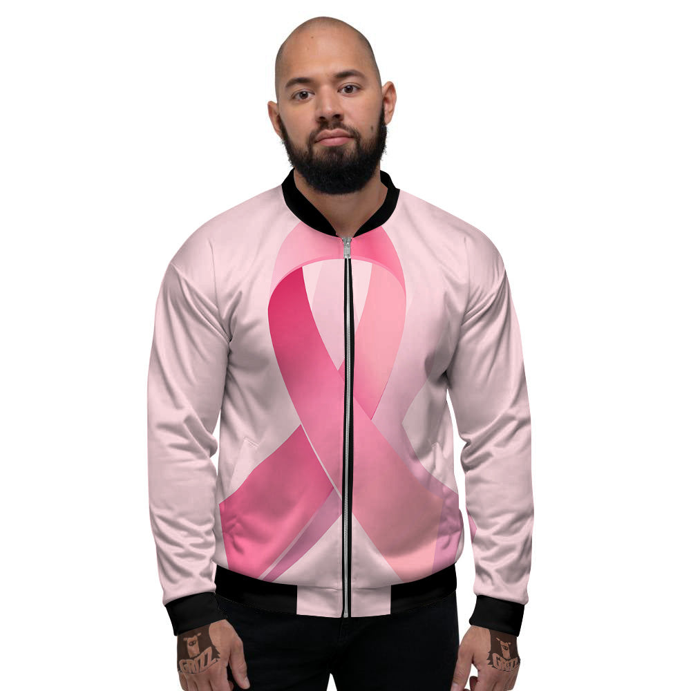 Breast Cancer Awareness Ribbon Print Men's Bomber Jacket-grizzshop