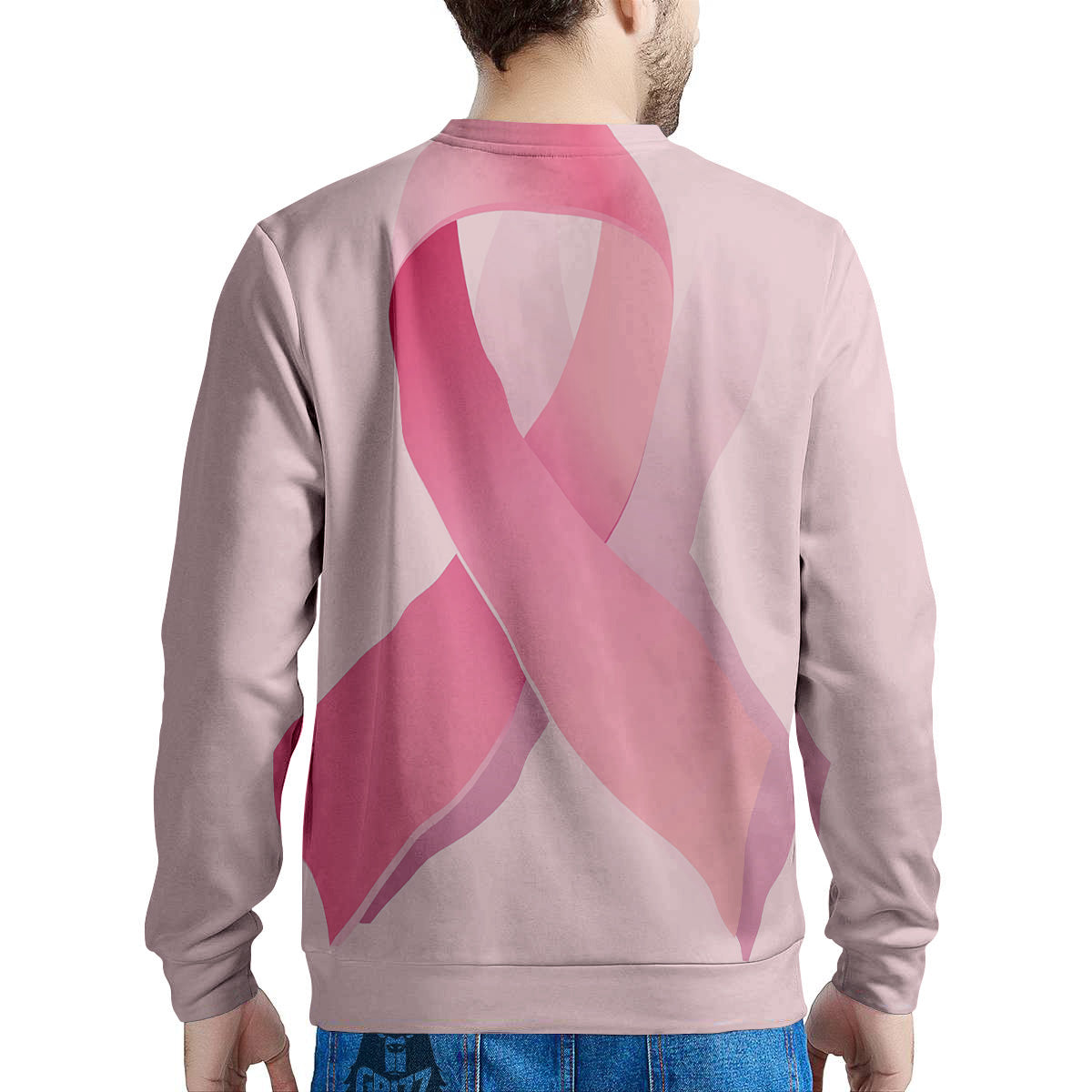 Breast Cancer Awareness Ribbon Print Men's Sweatshirt-grizzshop