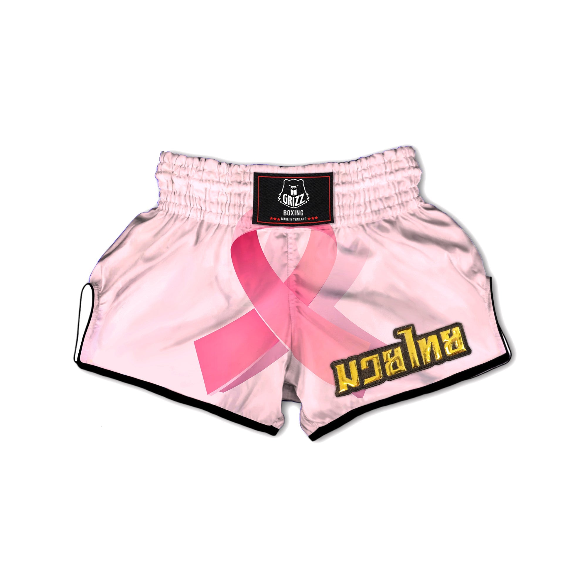 Breast Cancer Awareness Ribbon Print Muay Thai Boxing Shorts-grizzshop