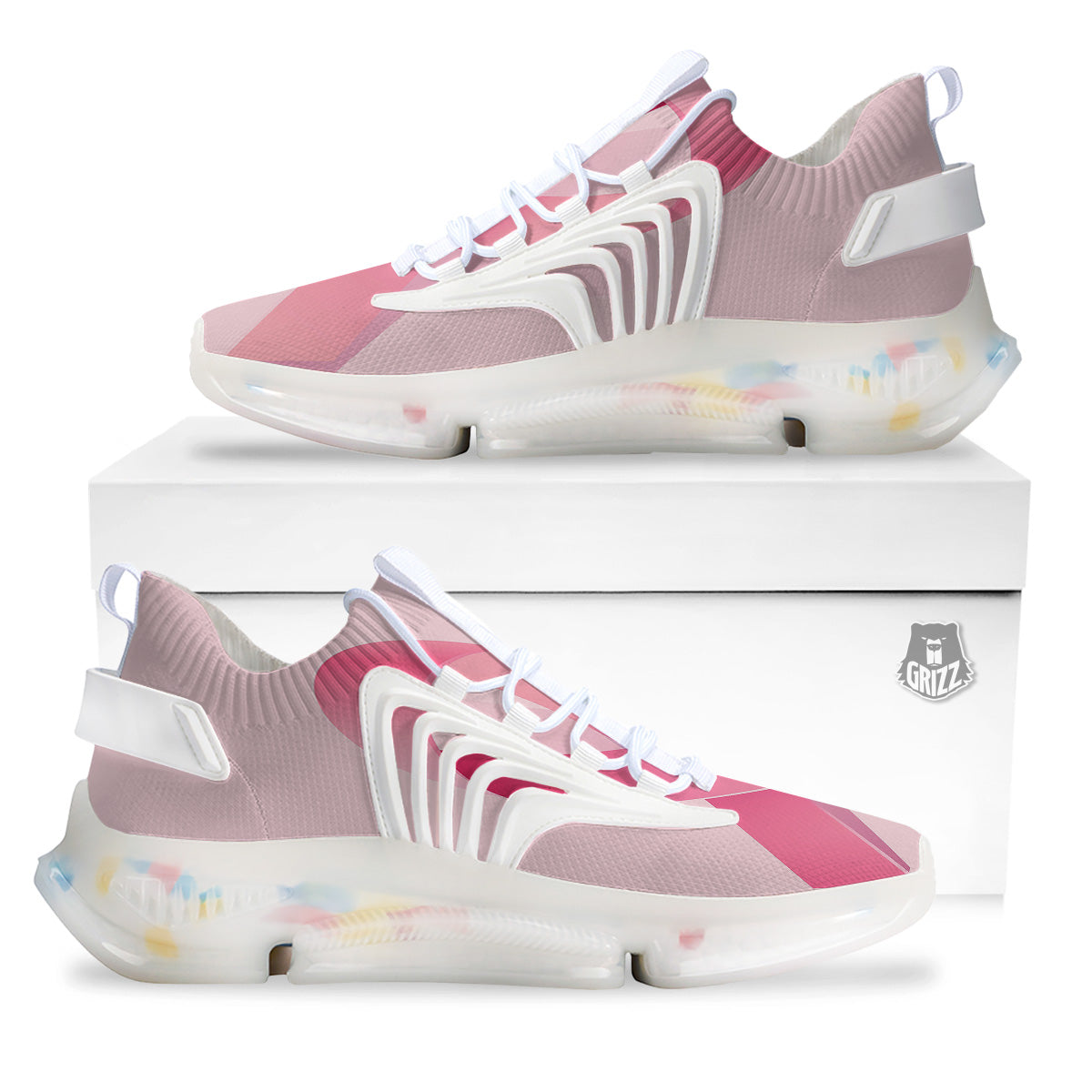 Breast Cancer Awareness Ribbon Print White Gym Shoes-grizzshop