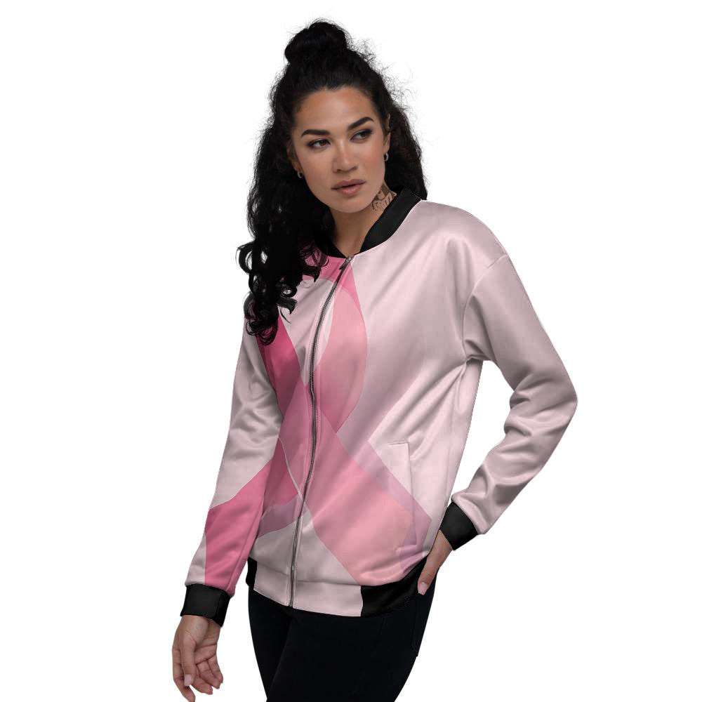 Breast Cancer Awareness Ribbon Print Women's Bomber Jacket-grizzshop