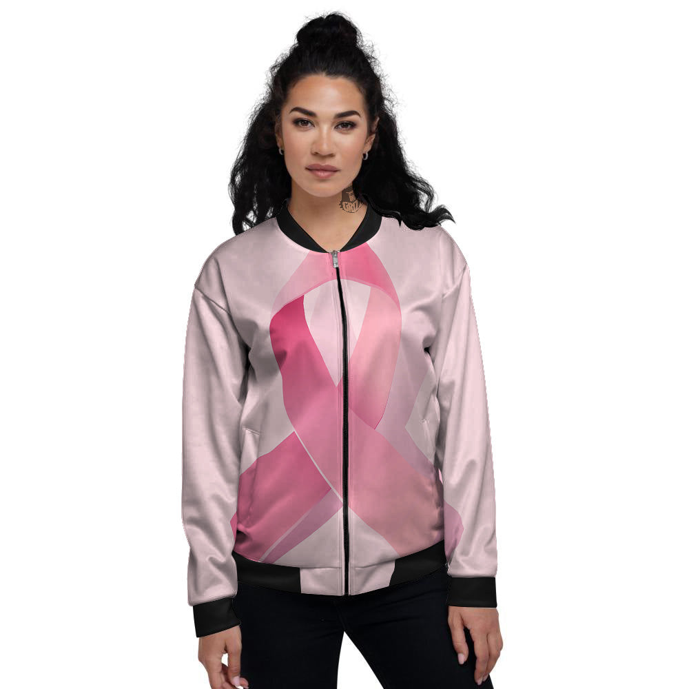 Breast Cancer Awareness Ribbon Print Women's Bomber Jacket-grizzshop