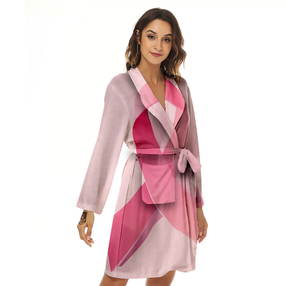Breast Cancer Awareness Ribbon Print Women's Robe-grizzshop