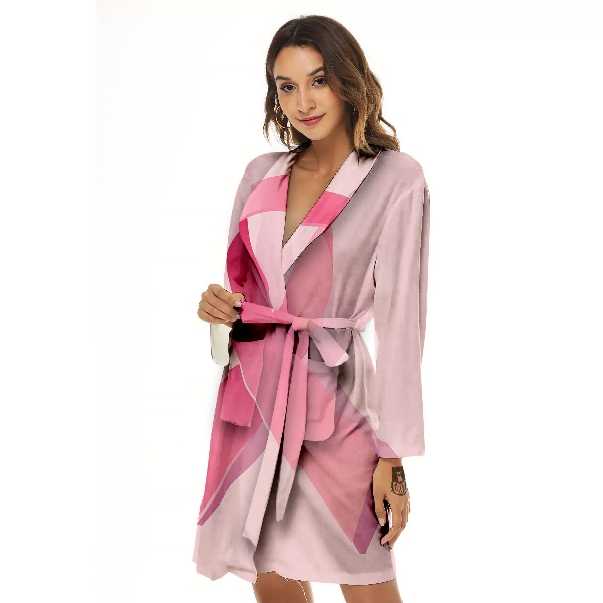Breast Cancer Awareness Ribbon Print Women's Robe-grizzshop