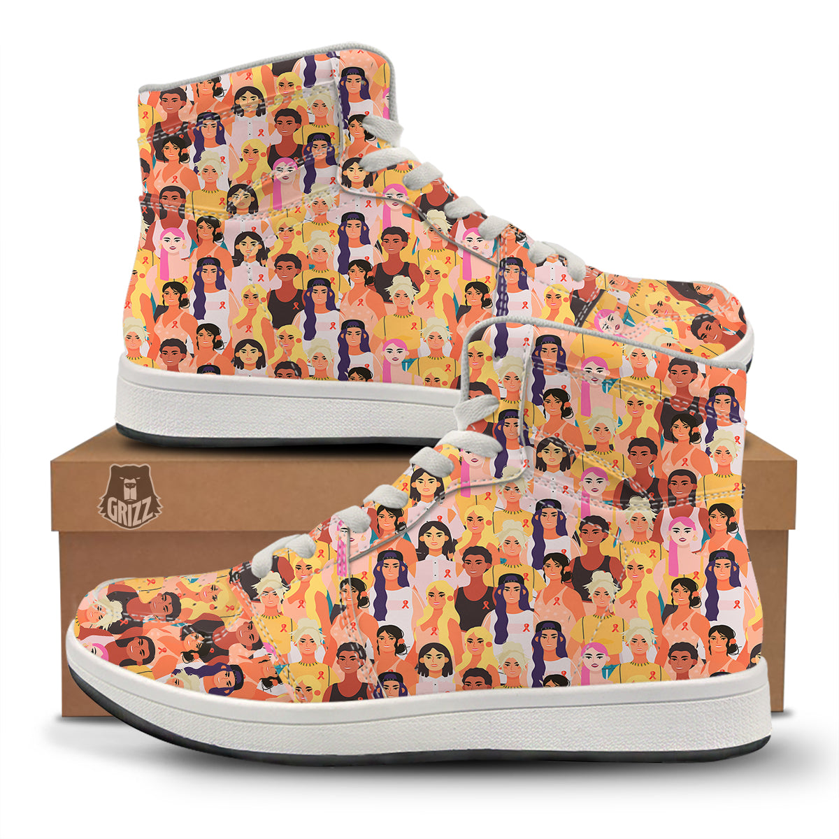 Breast Cancer Be Strong Print Pattern High Top Sneakers-grizzshop
