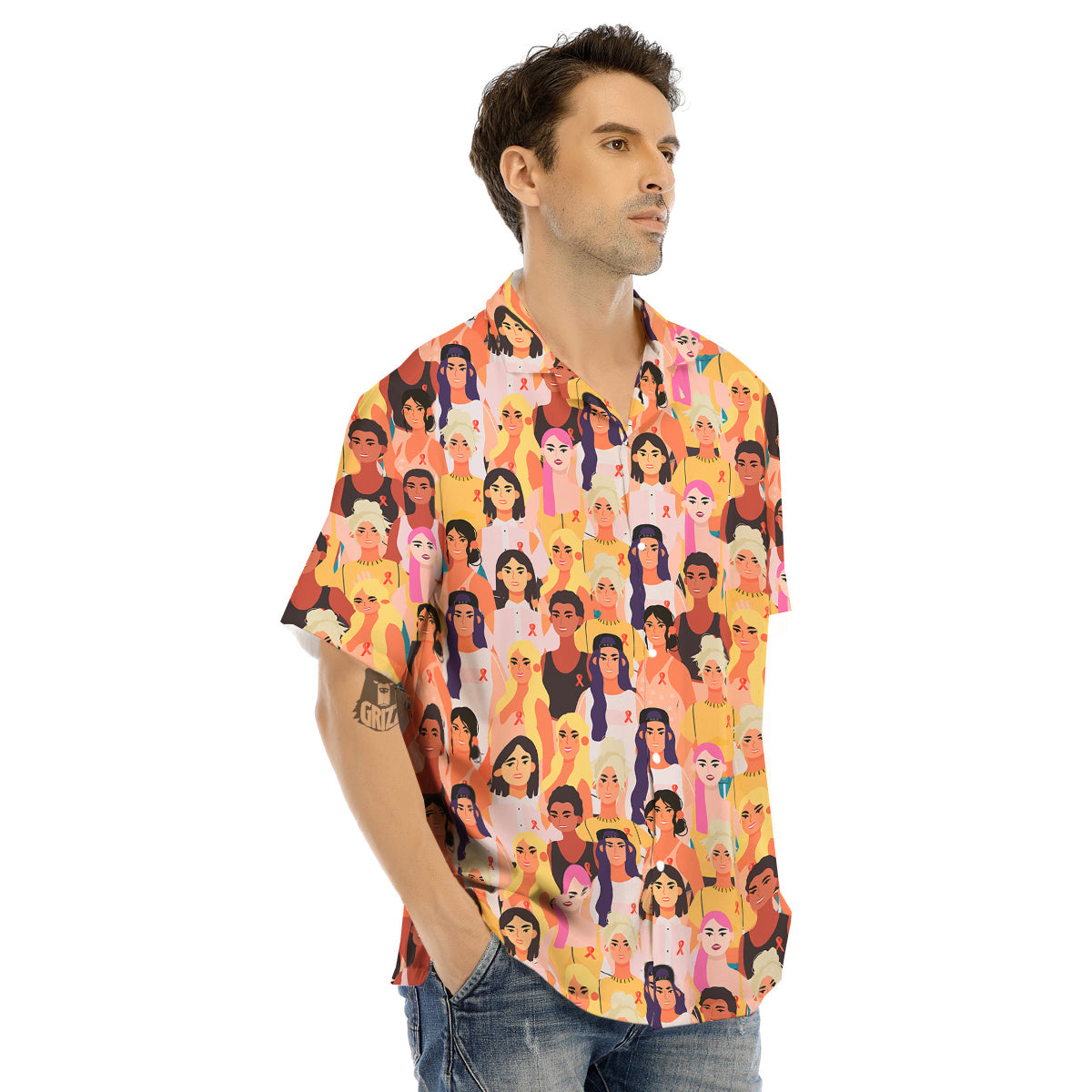 Breast Cancer Be Strong Print Pattern Men's Hawaiian Shirt-grizzshop