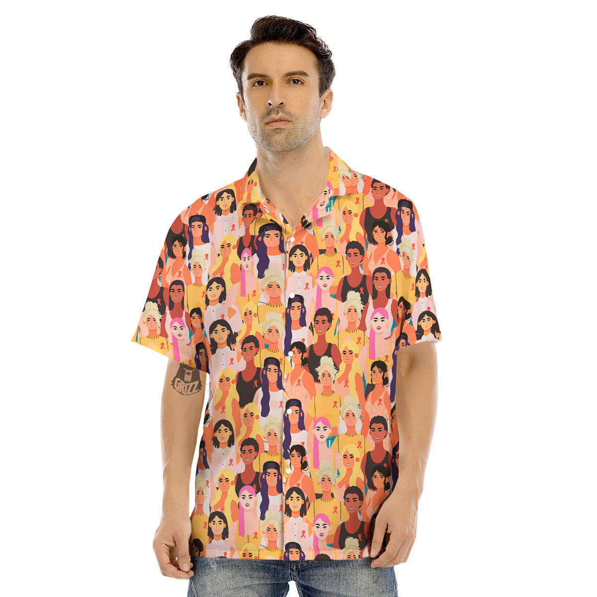 Breast Cancer Be Strong Print Pattern Men's Hawaiian Shirt-grizzshop