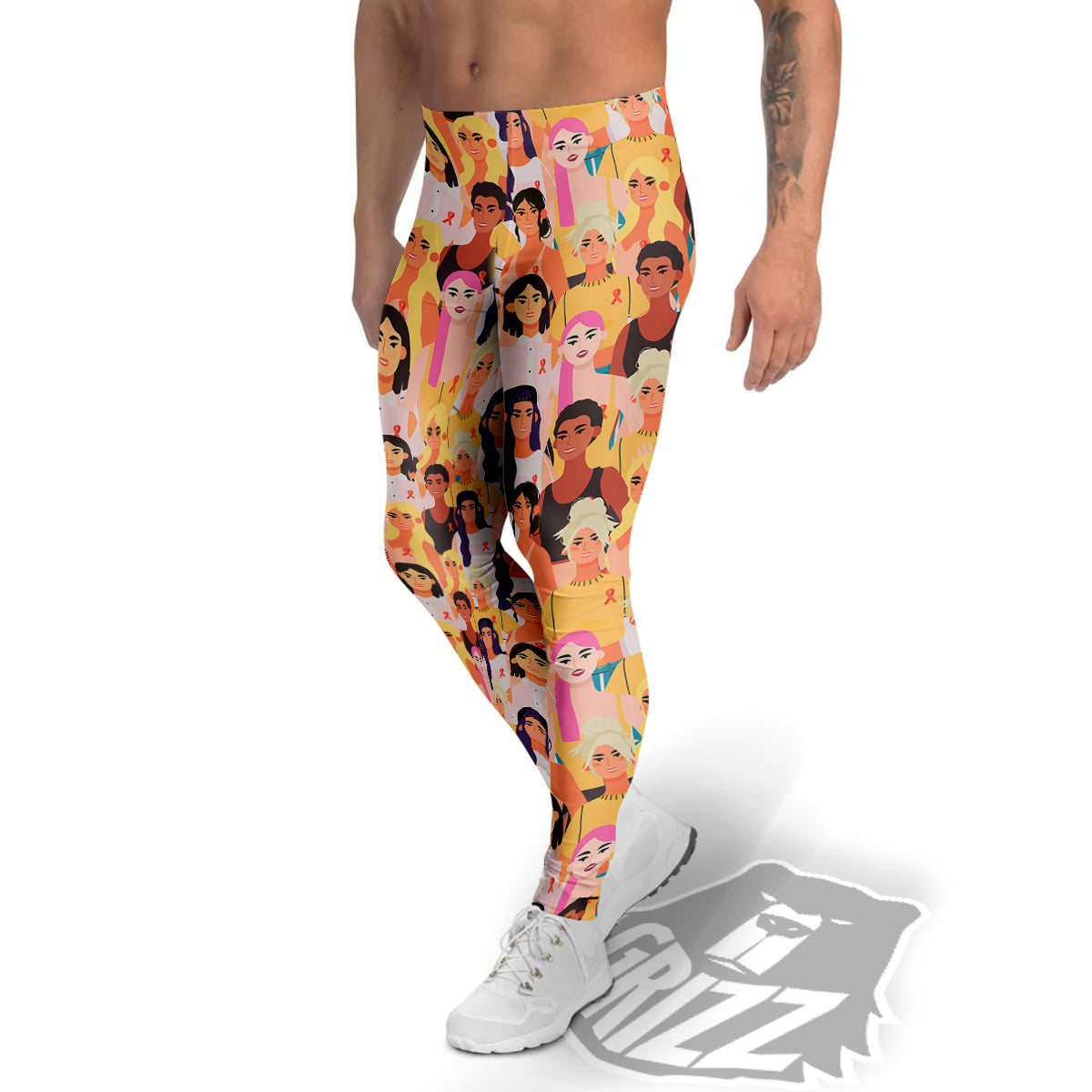 Breast Cancer Be Strong Print Pattern Men's Leggings-grizzshop