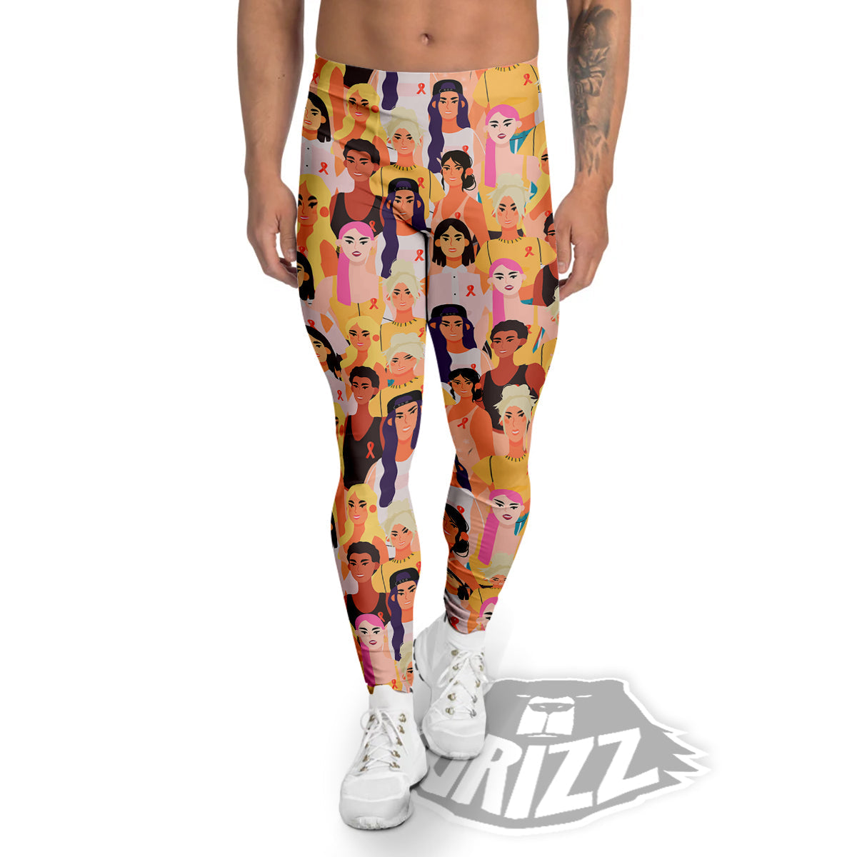 Breast Cancer Be Strong Print Pattern Men's Leggings-grizzshop