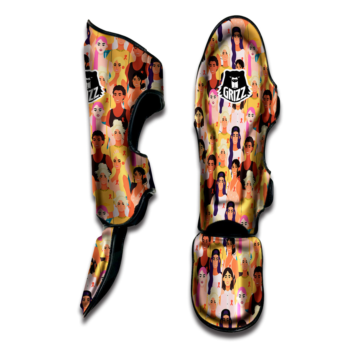 Breast Cancer Be Strong Print Pattern Muay Thai Shin Guards-grizzshop
