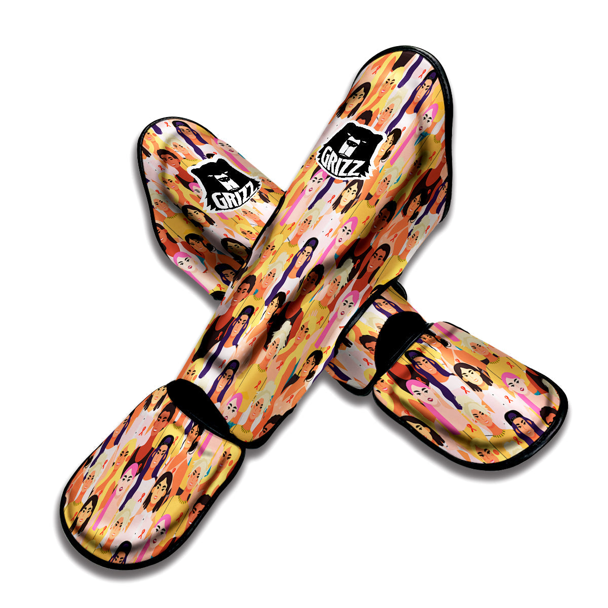 Breast Cancer Be Strong Print Pattern Muay Thai Shin Guards-grizzshop