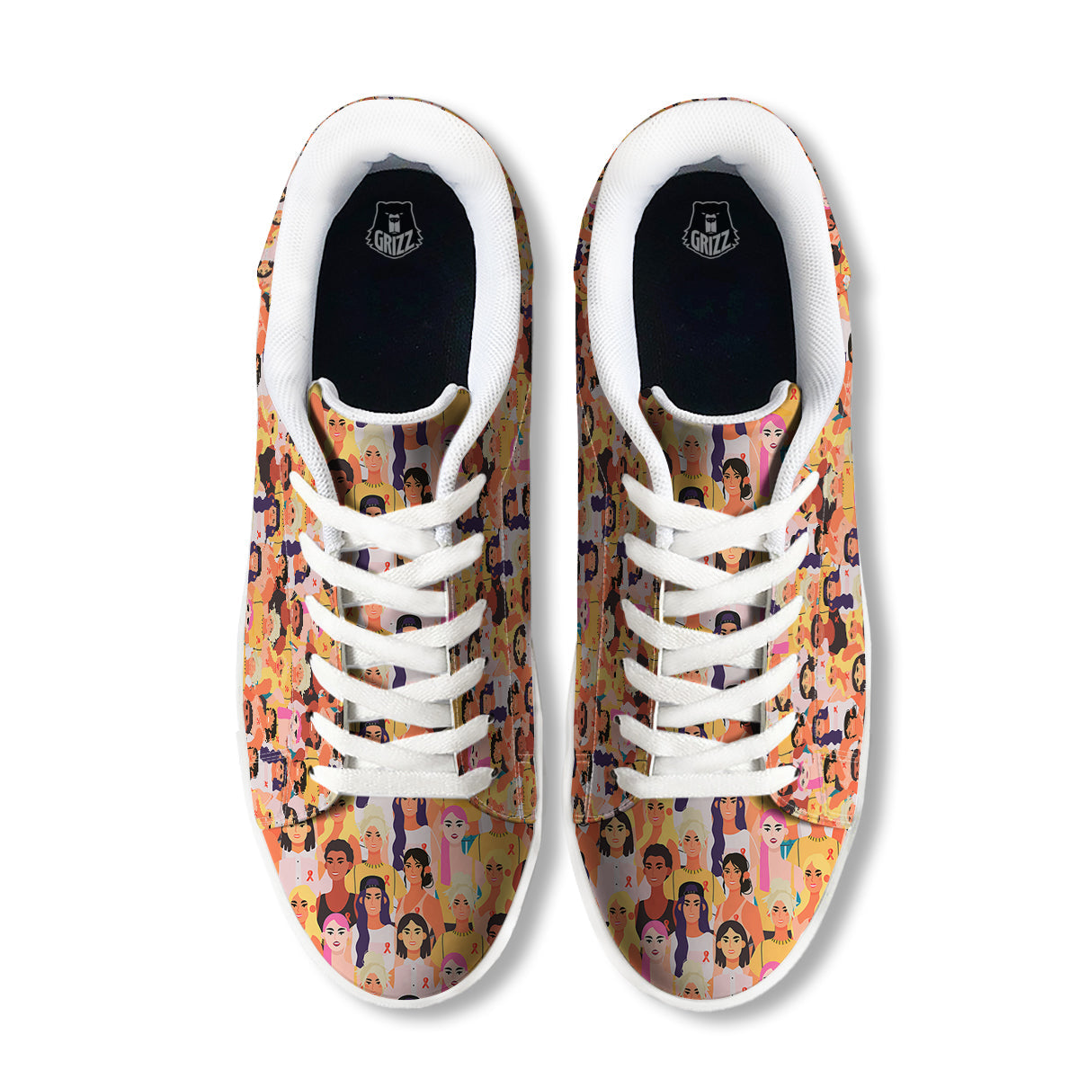 Breast Cancer Be Strong Print Pattern White Low Top Sneakers-grizzshop