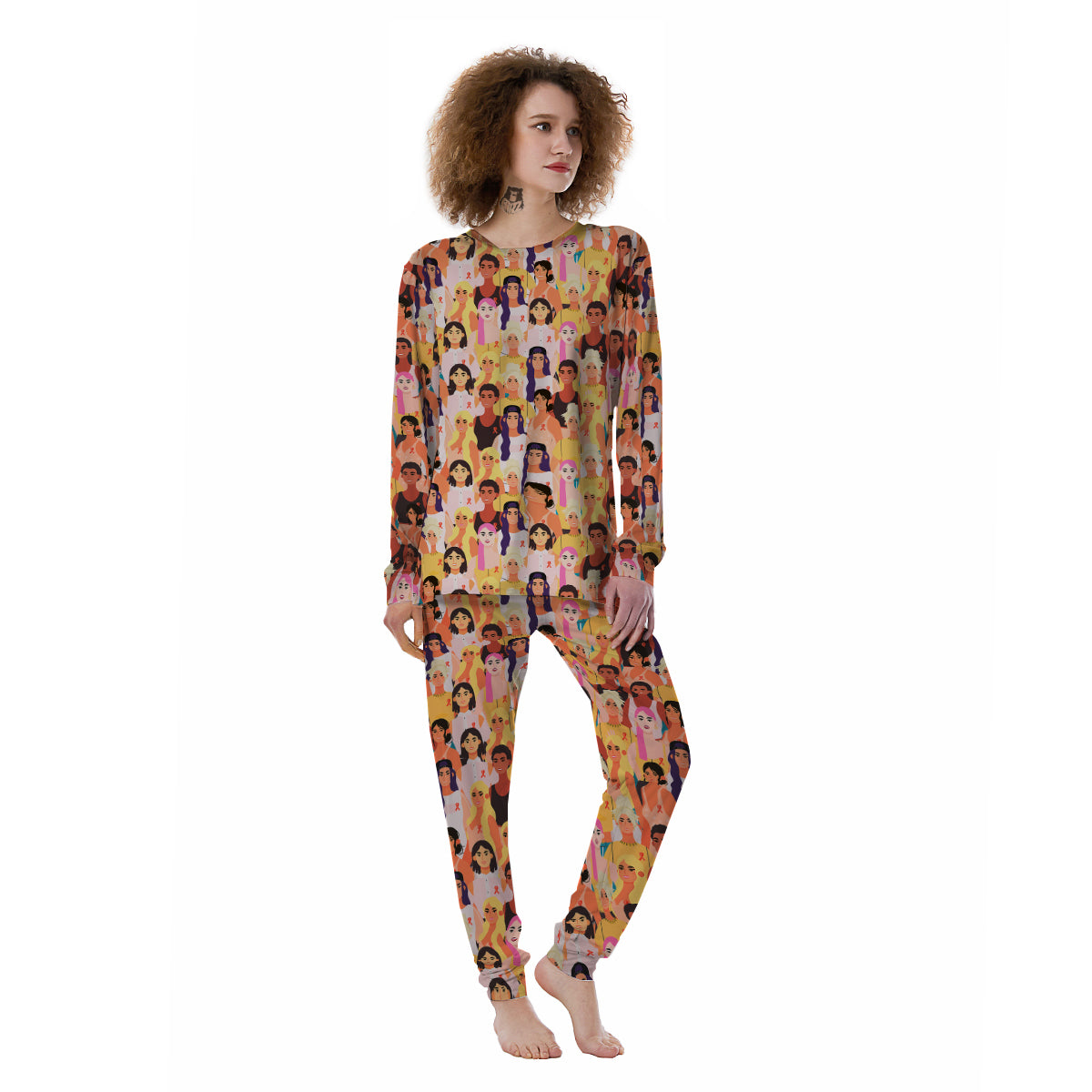 Breast Cancer Be Strong Print Pattern Women's Pajamas-grizzshop