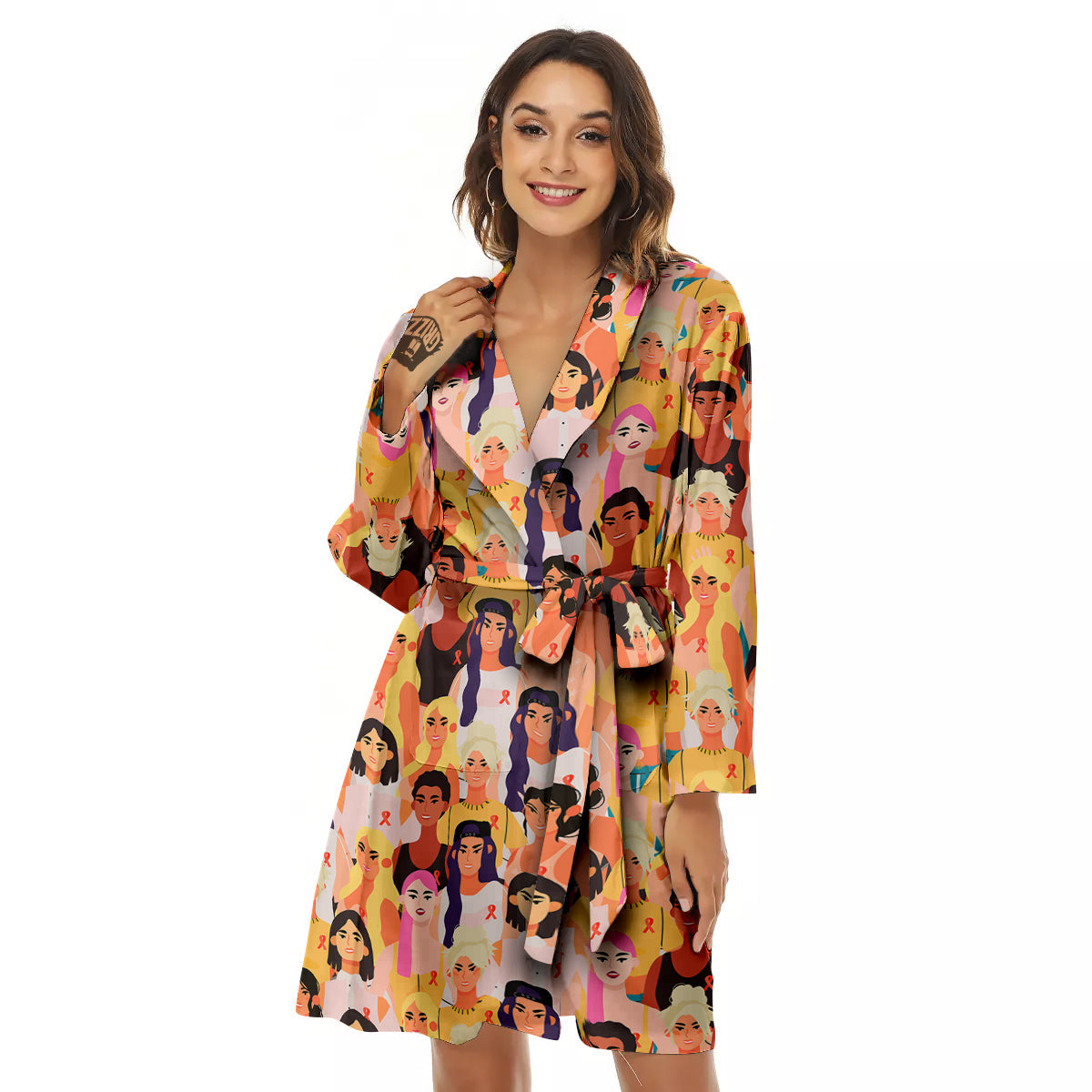 Breast Cancer Be Strong Print Pattern Women's Robe-grizzshop