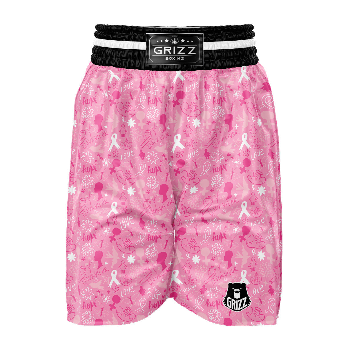 Breast Cancer Cute Pink Print Pattern Cute Boxing Shorts-grizzshop
