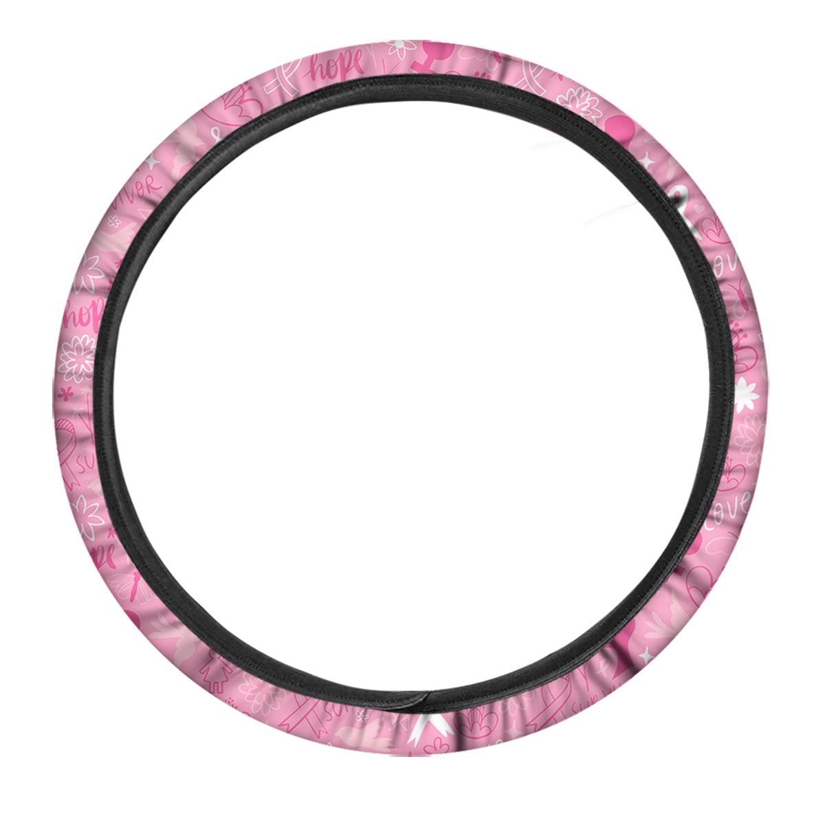 Breast Cancer Cute Pink Print Pattern Cute Car Steering Wheel Cover-grizzshop