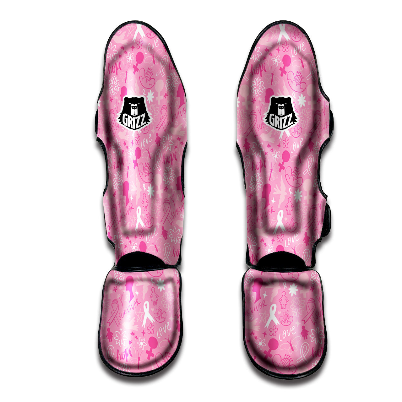 Breast Cancer Cute Pink Print Pattern Cute Muay Thai Shin Guards-grizzshop