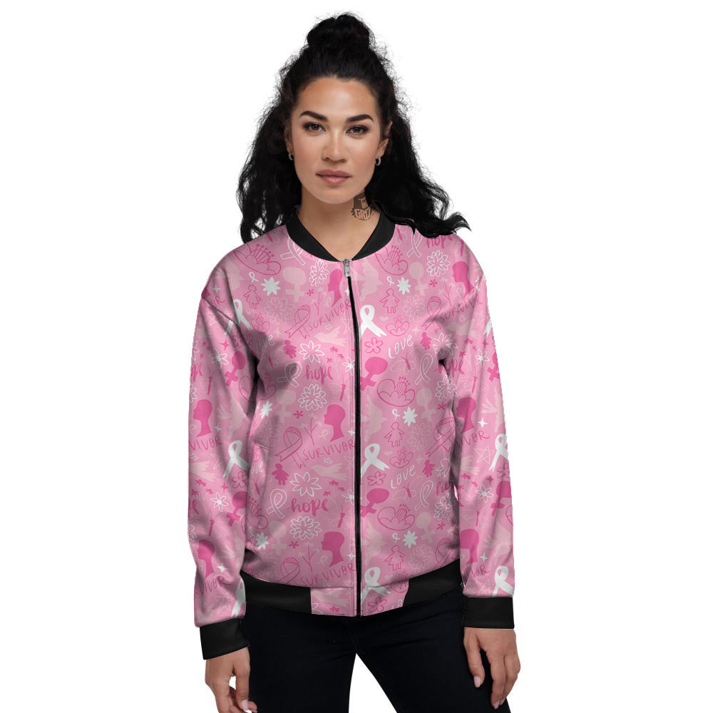 Breast Cancer Cute Pink Print Pattern Cute Women's Bomber Jacket-grizzshop