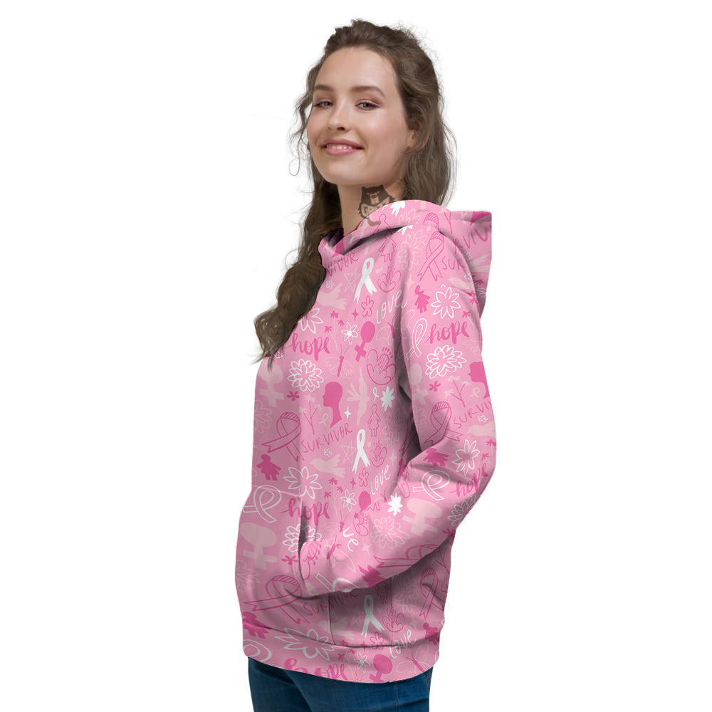 Breast Cancer Cute Pink Print Pattern Cute Women's Hoodie-grizzshop