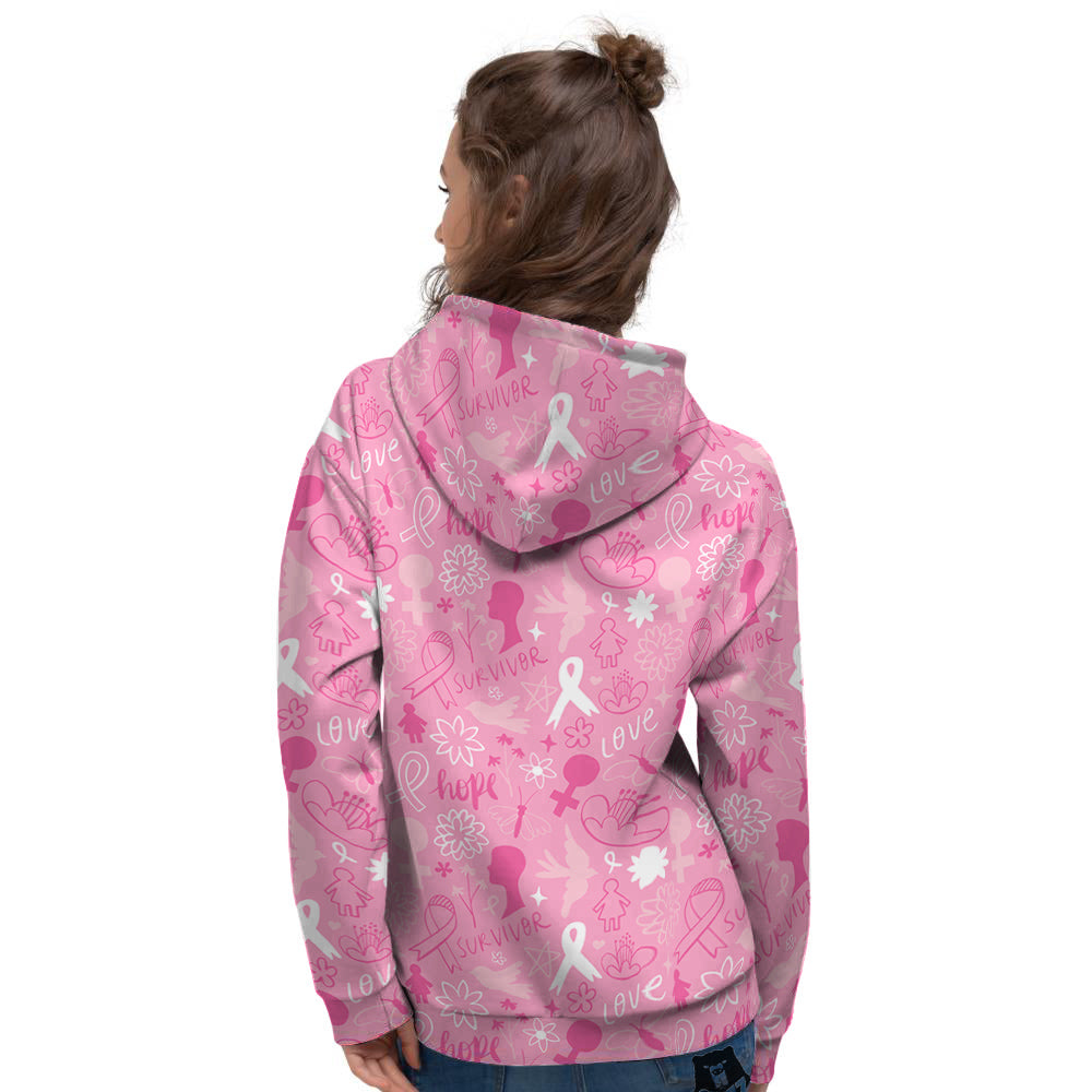 Breast Cancer Cute Pink Print Pattern Cute Women's Hoodie-grizzshop