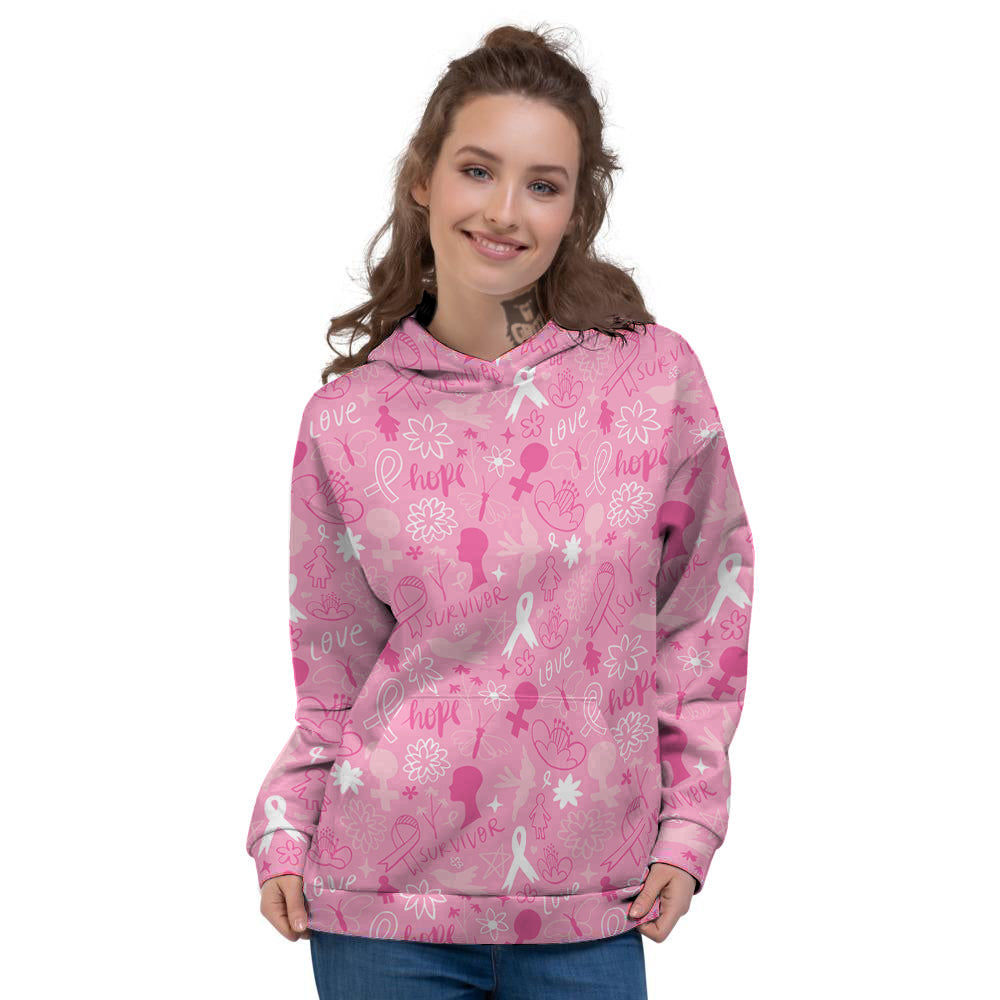 Breast Cancer Cute Pink Print Pattern Cute Women's Hoodie-grizzshop