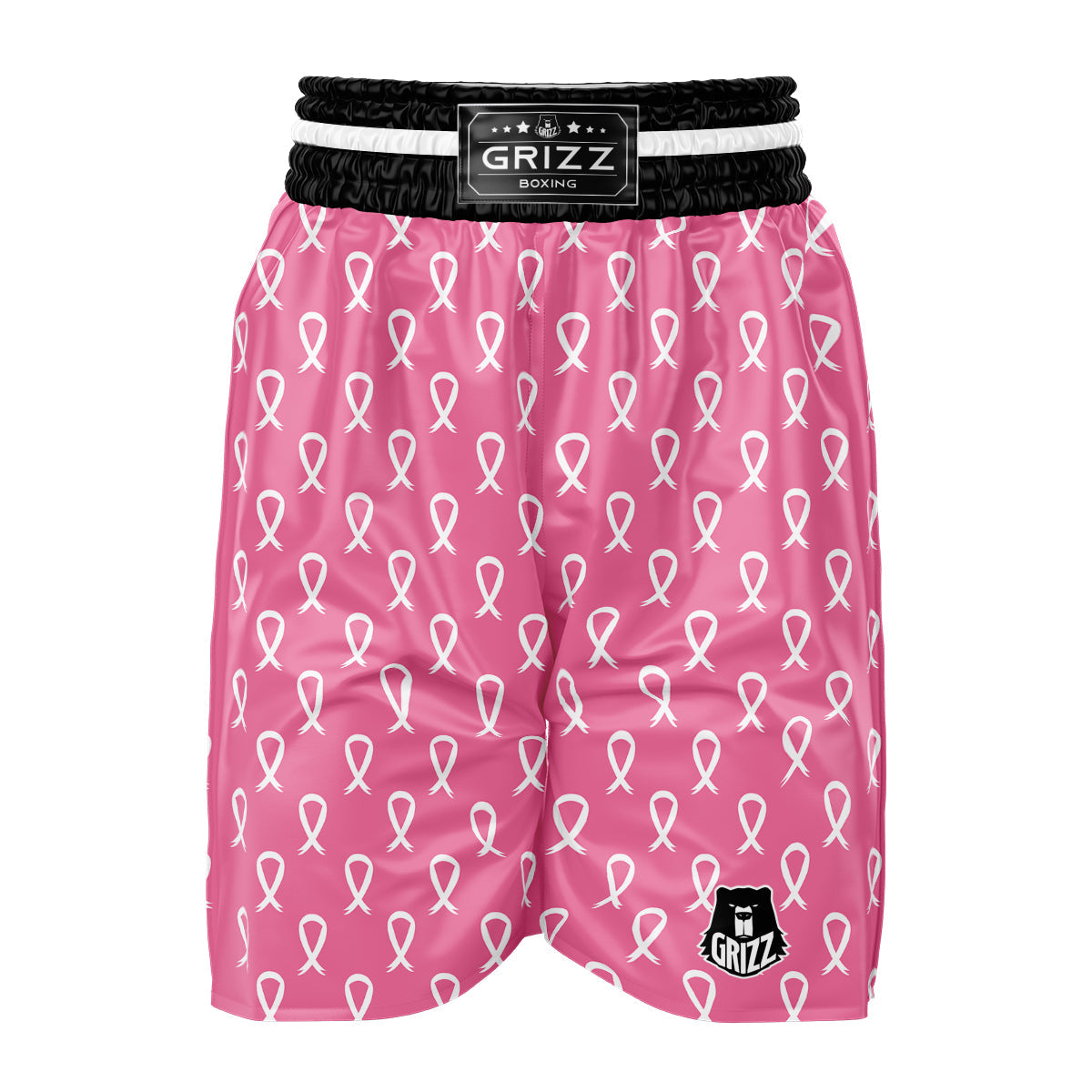 Breast Cancer Pink And White Print Pattern Boxing Shorts-grizzshop