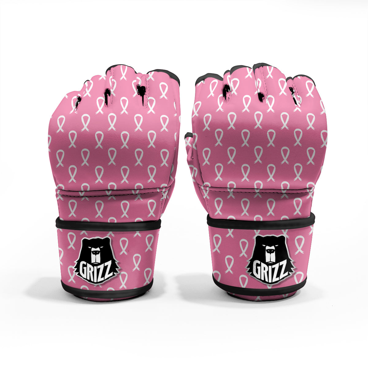 Breast Cancer Pink And White Print Pattern MMA Gloves-grizzshop