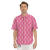 Breast Cancer Pink And White Print Pattern Men's Short Sleeve Shirts-grizzshop