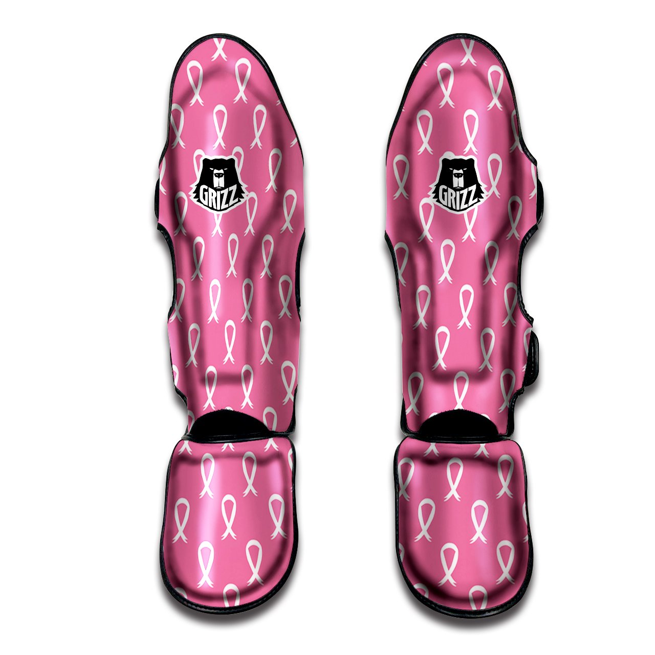 Breast Cancer Pink And White Print Pattern Muay Thai Shin Guards-grizzshop