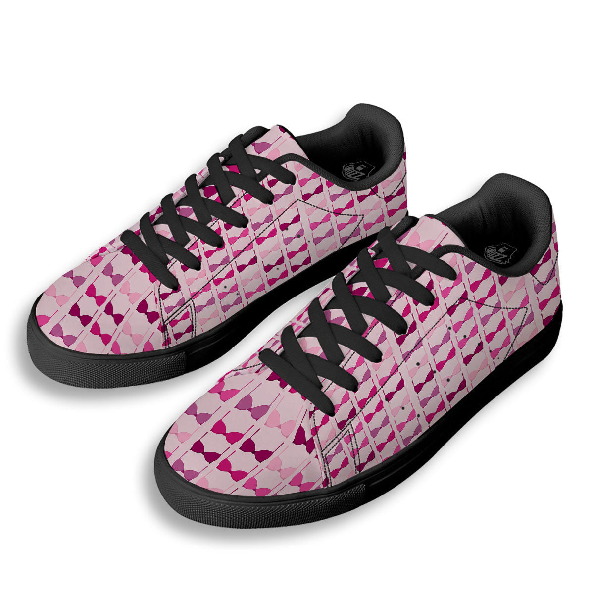 Breast Cancer Pink Bra Print Pattern Black Low Top Sneakers-grizzshop