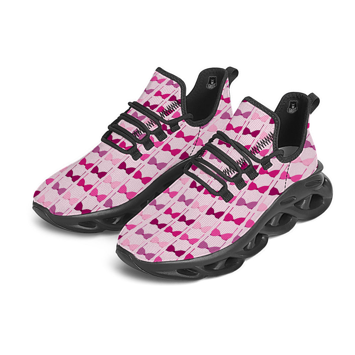 Breast Cancer Pink Bra Print Pattern Black Running Shoes-grizzshop