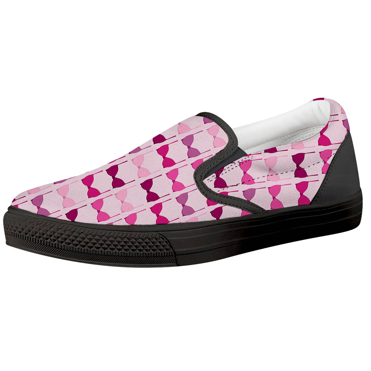 Breast Cancer Pink Bra Print Pattern Black Slip On Shoes-grizzshop