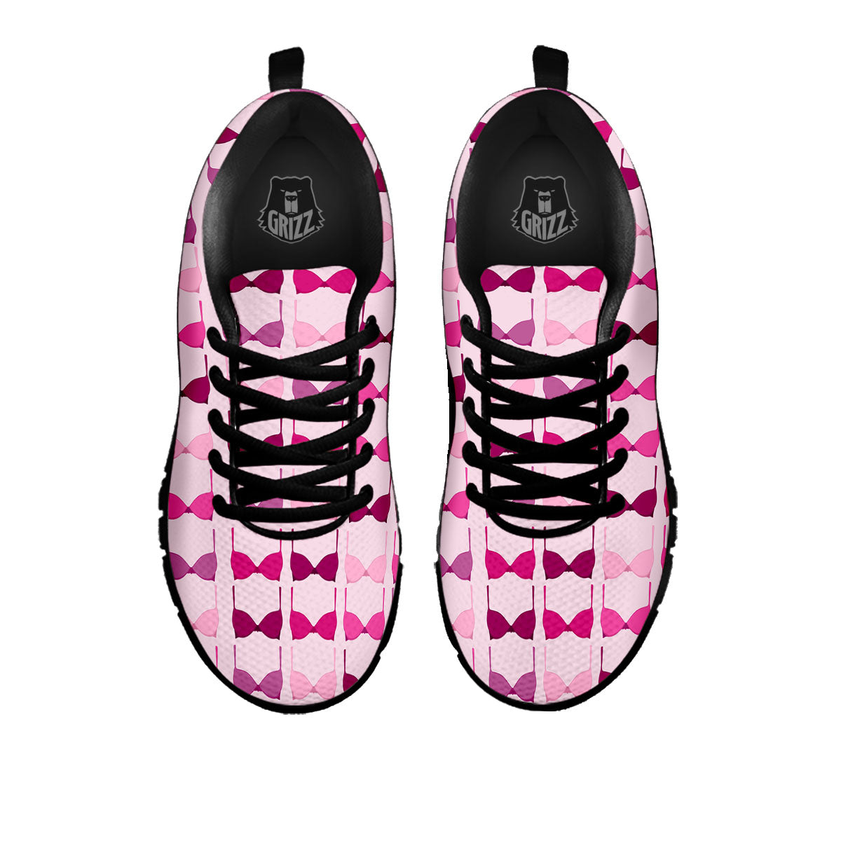 Breast Cancer Pink Bra Print Pattern Black Sneaker-grizzshop