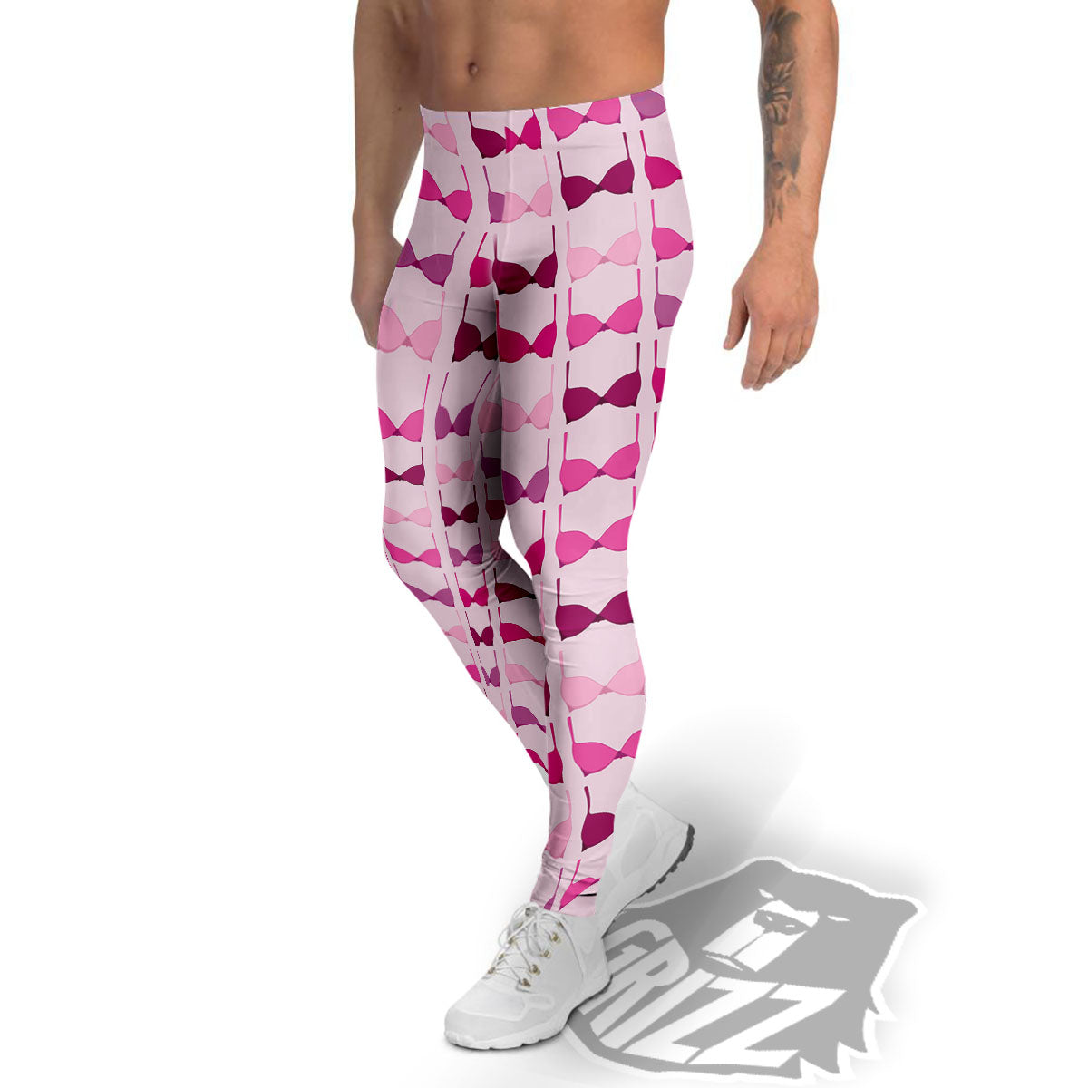 Breast Cancer Pink Bra Print Pattern Men's Leggings-grizzshop