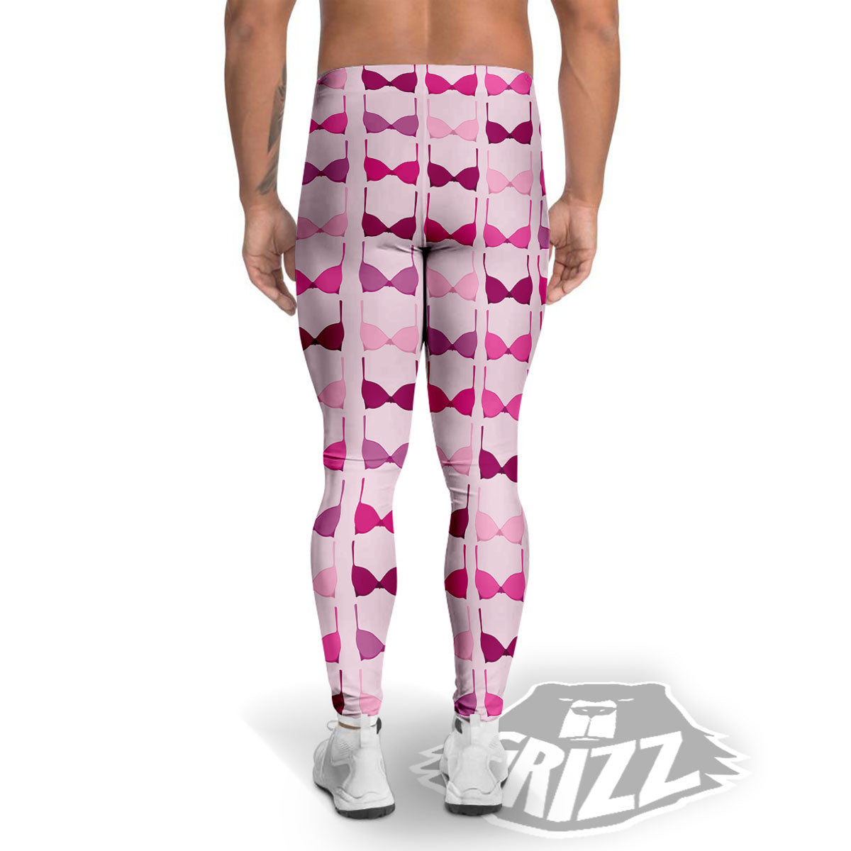 Breast Cancer Pink Bra Print Pattern Men's Leggings-grizzshop