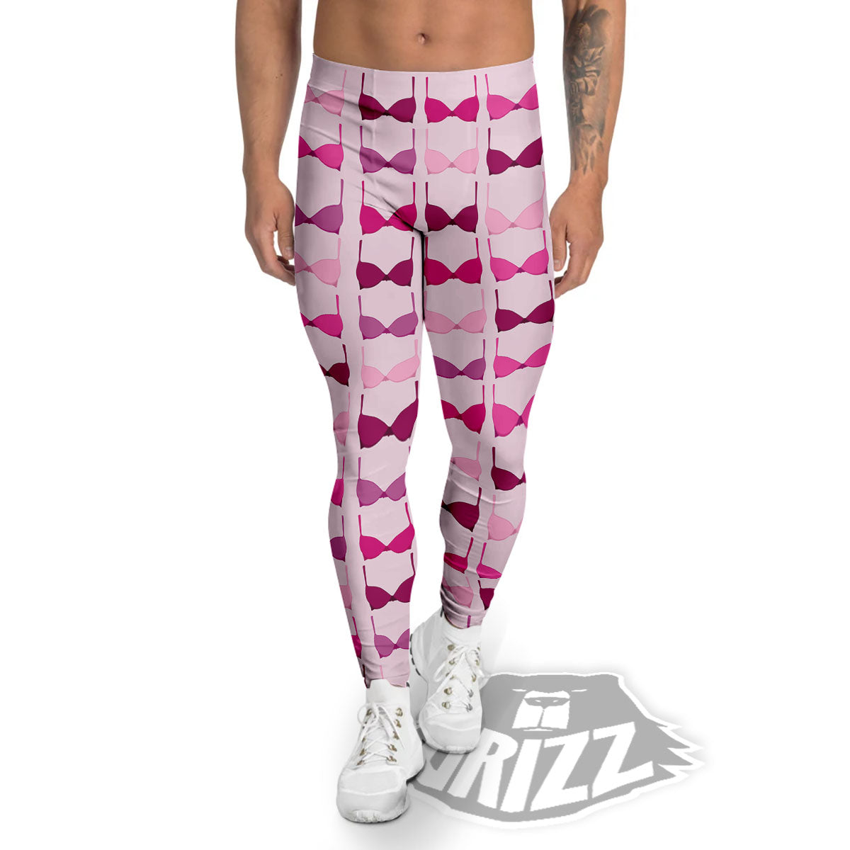 Breast Cancer Pink Bra Print Pattern Men's Leggings-grizzshop