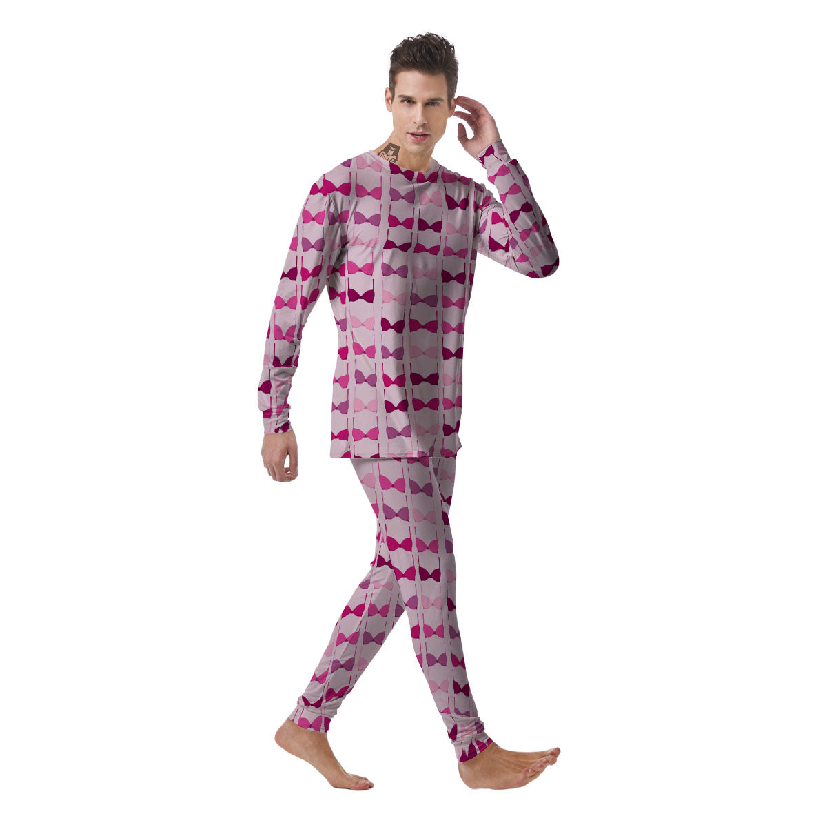 Breast Cancer Pink Bra Print Pattern Men's Pajamas-grizzshop