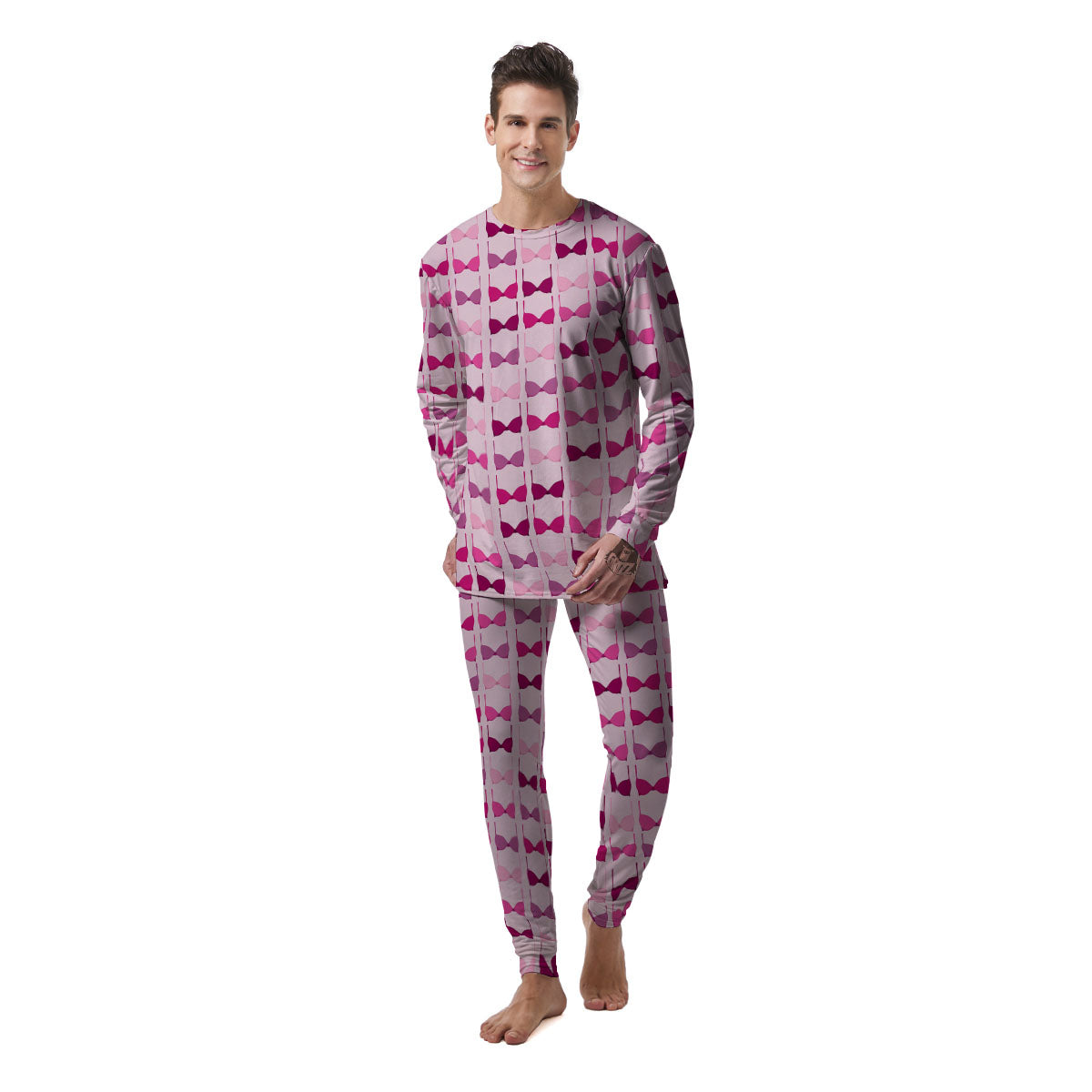 Breast Cancer Pink Bra Print Pattern Men's Pajamas-grizzshop
