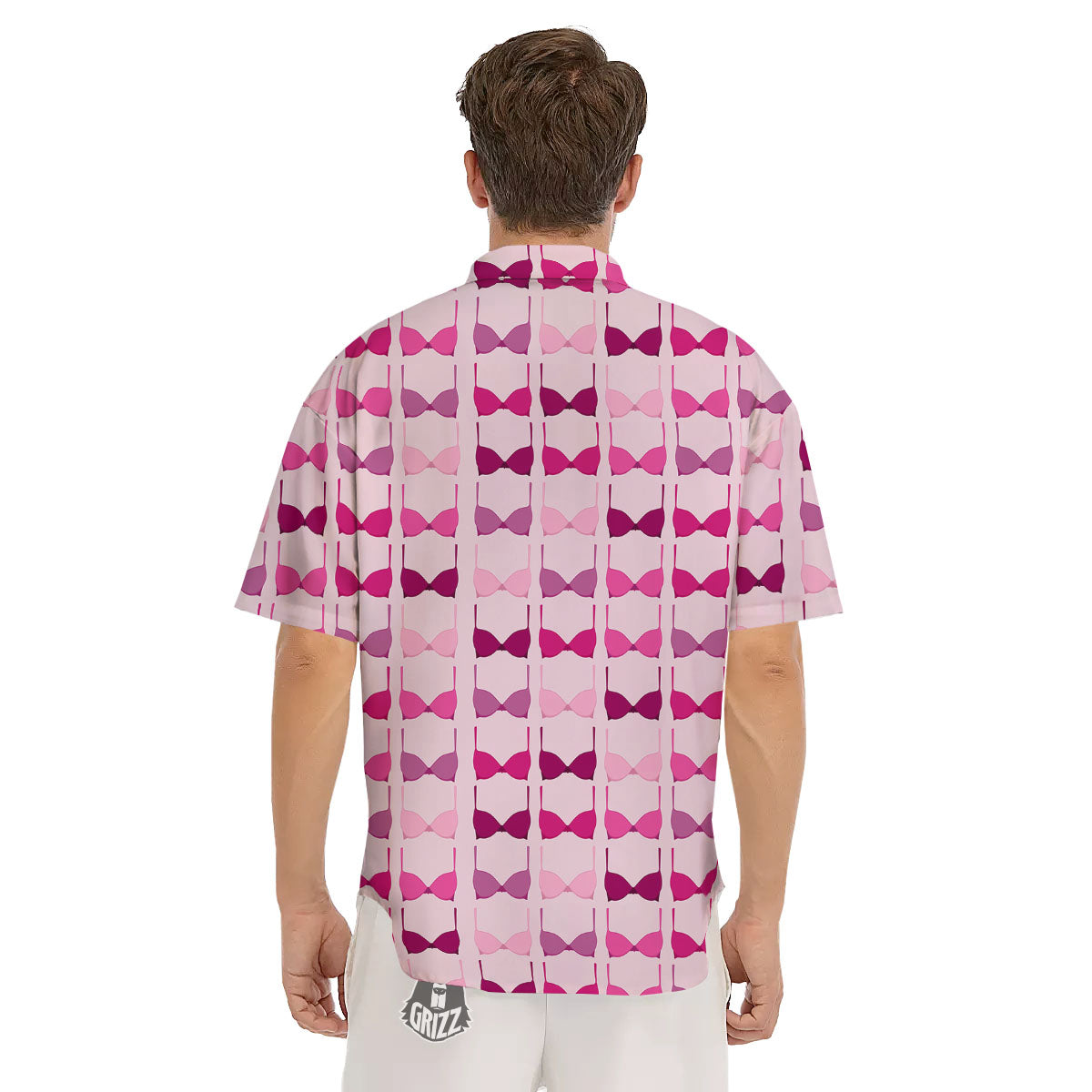 Breast Cancer Pink Bra Print Pattern Men's Short Sleeve Shirts-grizzshop