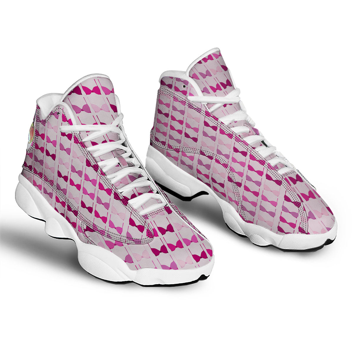 Breast Cancer Pink Bra Print Pattern White Basketball Shoes-grizzshop
