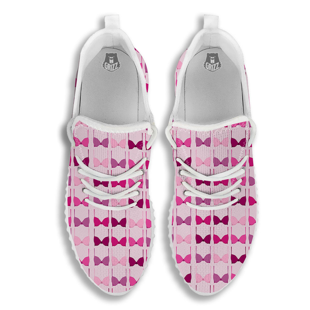 Breast Cancer Pink Bra Print Pattern White Walking Shoes-grizzshop