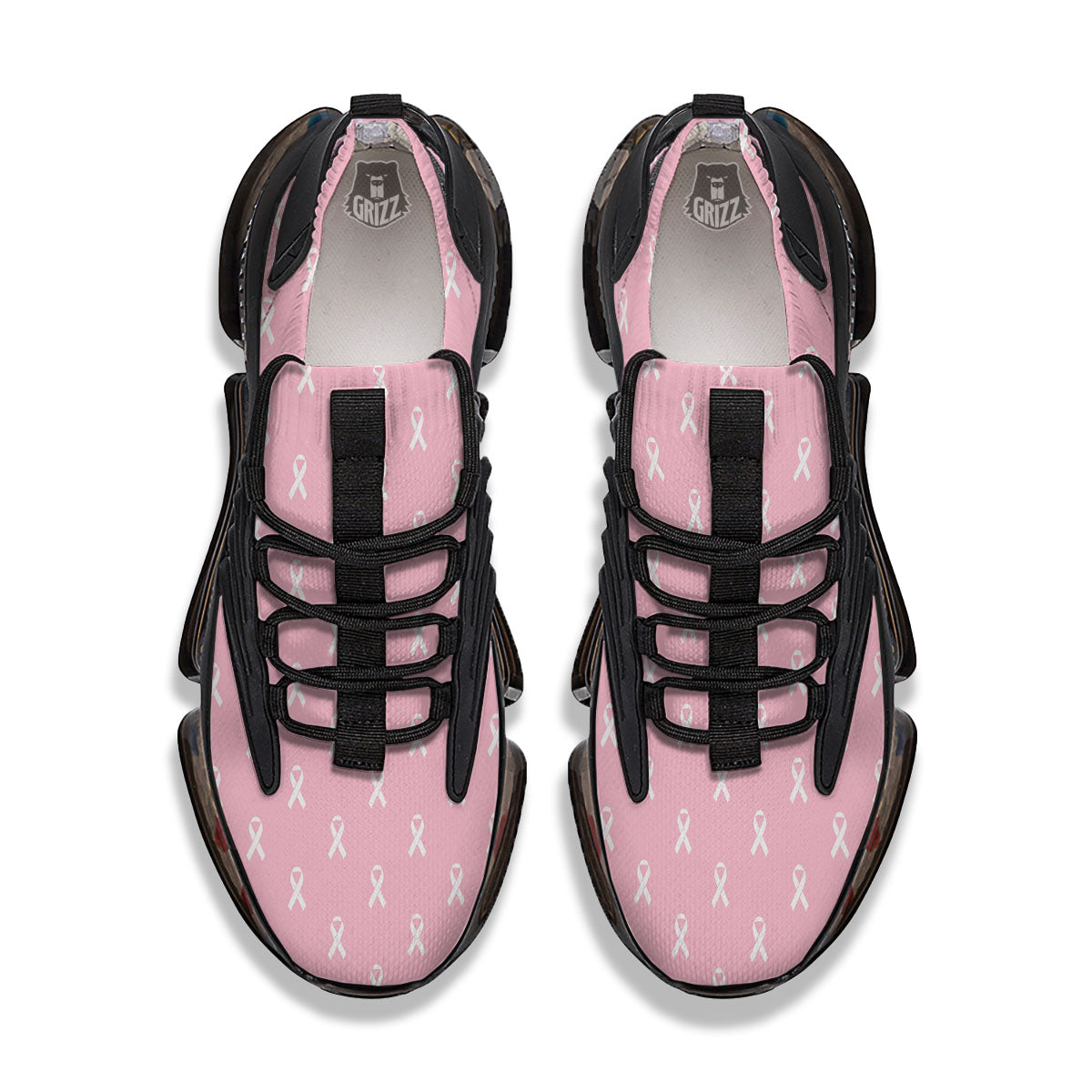 Breast Cancer Pink Pink Pattern Black Gym Shoes-grizzshop