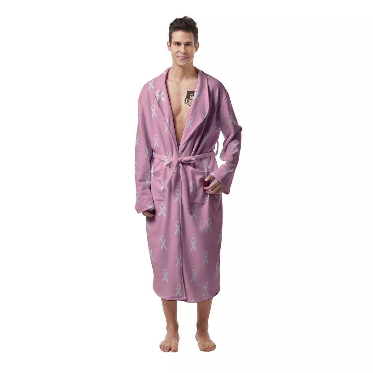 Breast Cancer Pink Pink Pattern Men's Robe-grizzshop
