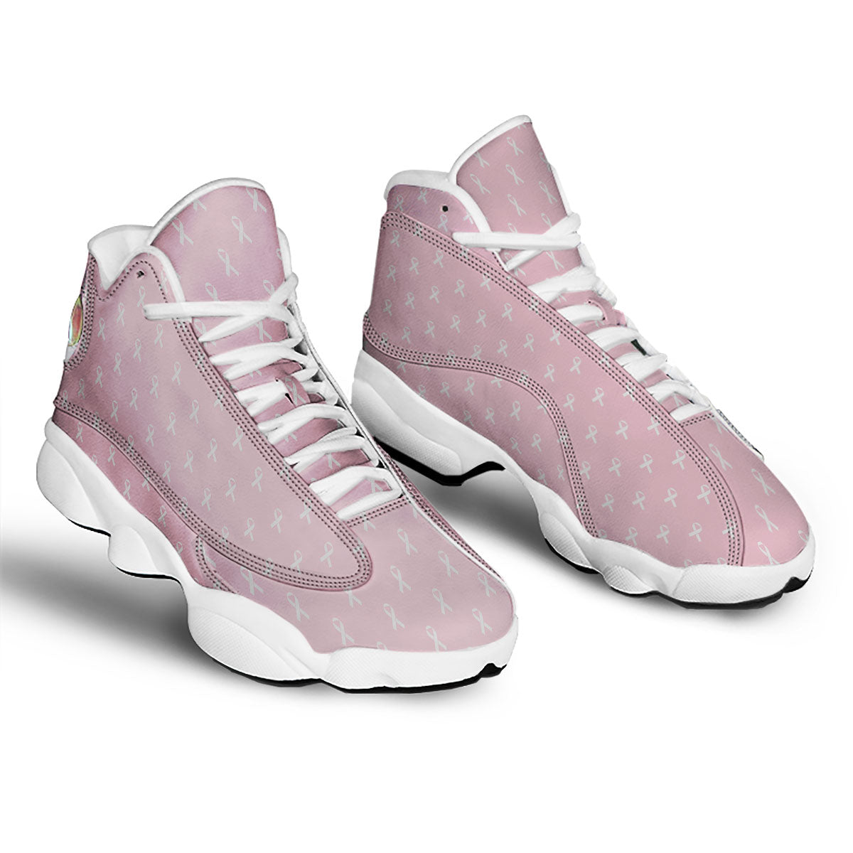 Breast Cancer Pink Pink Pattern White Basketball Shoes-grizzshop