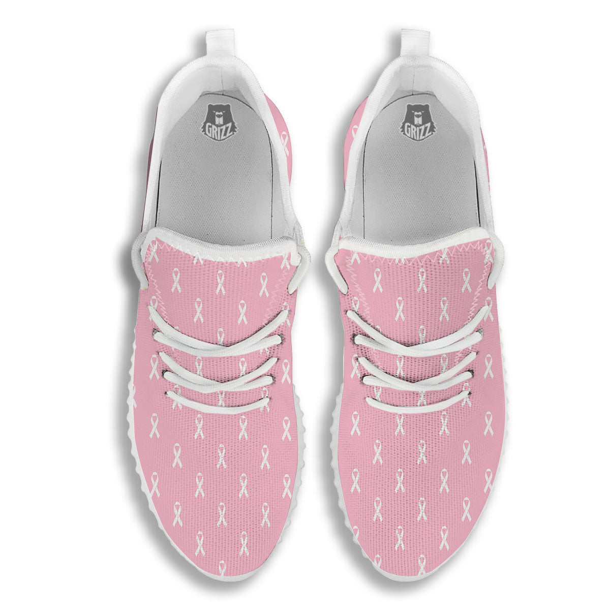 Breast Cancer Pink Pink Pattern White Walking Shoes-grizzshop