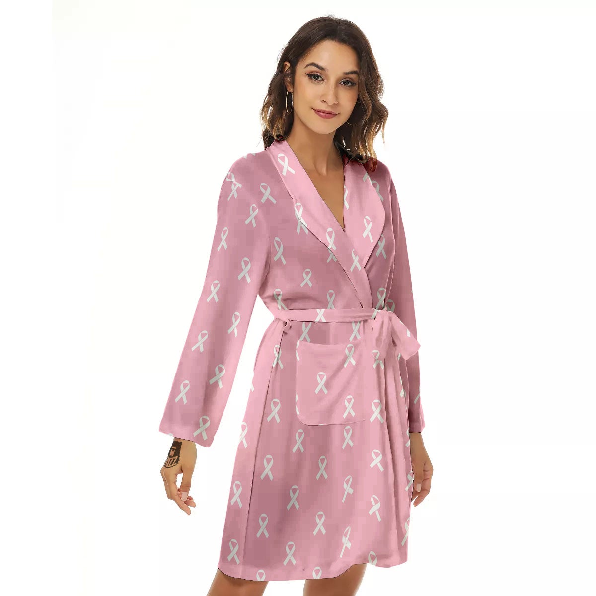 Breast Cancer Pink Pink Pattern Women's Robe-grizzshop