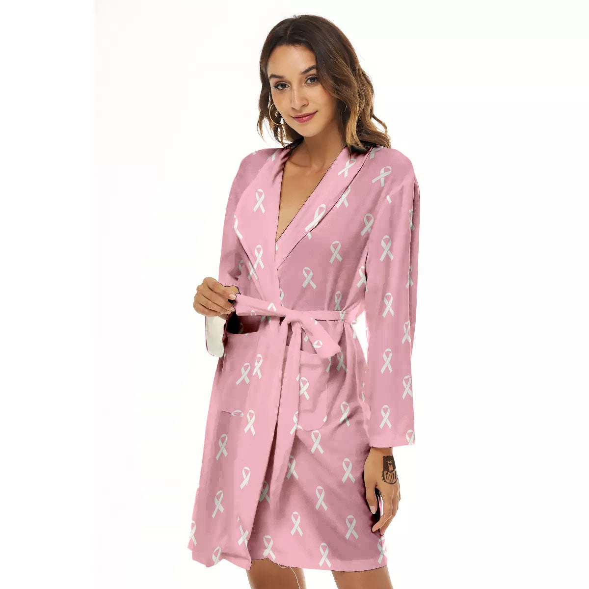Breast Cancer Pink Pink Pattern Women's Robe-grizzshop