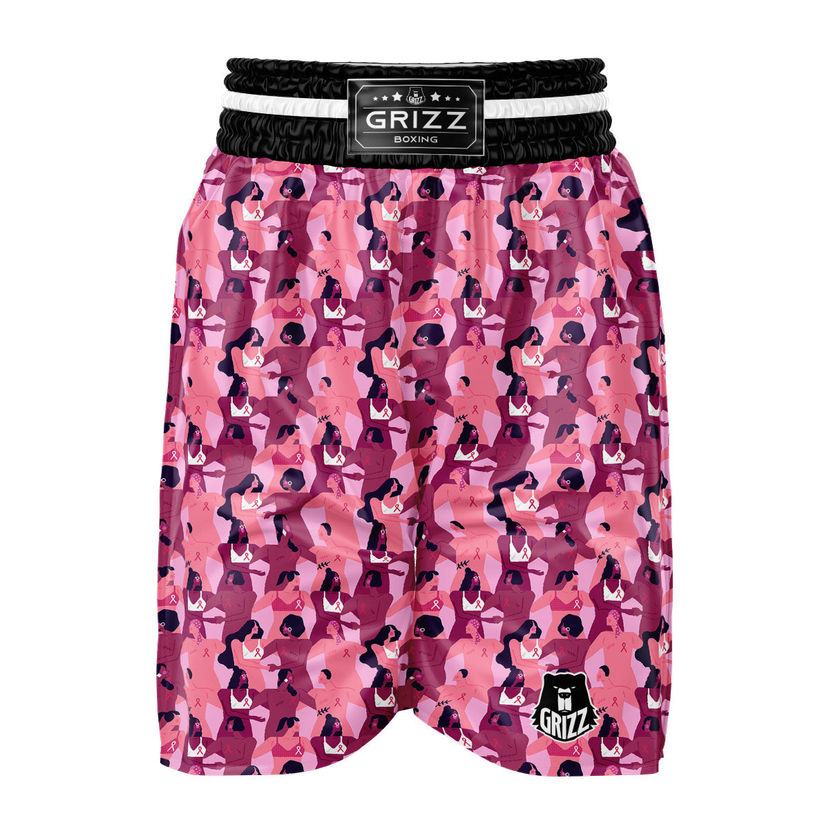 Breast Cancer Pink Print Pattern Boxing Shorts-grizzshop