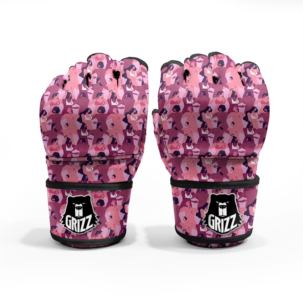Breast Cancer Pink Print Pattern MMA Gloves-grizzshop